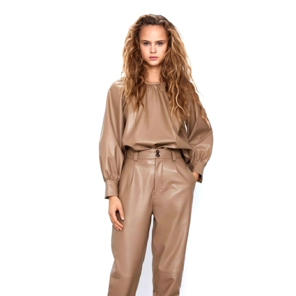 ZARA LEATHER TOP - Picture 1 of 4